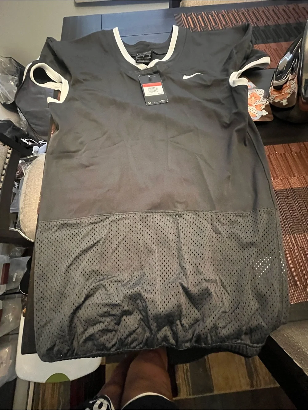Nike Women’s  or Men Black V-Neck Athletic Jersey with White Trim